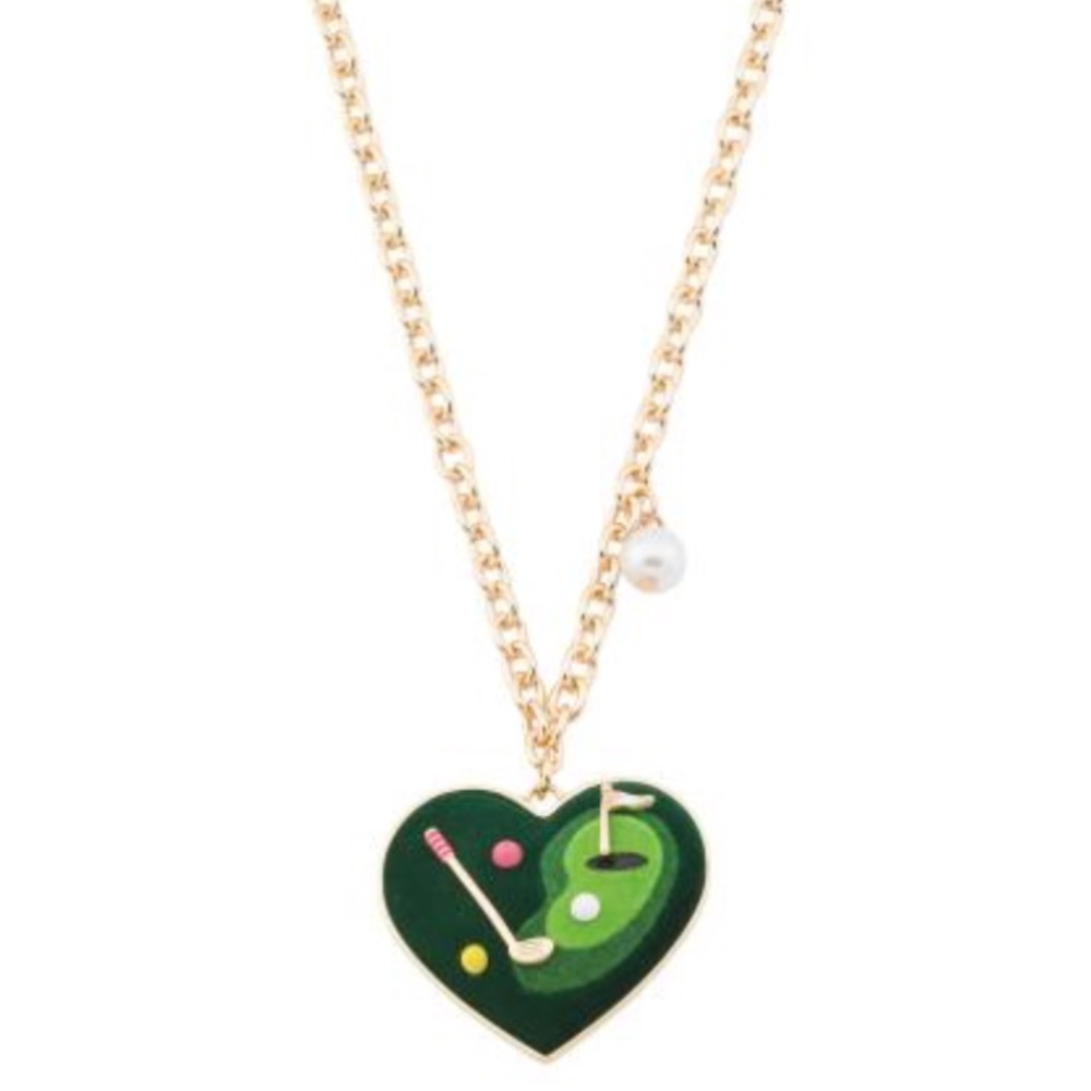 Betsey Johnson Golf Heart Pendant Necklace New